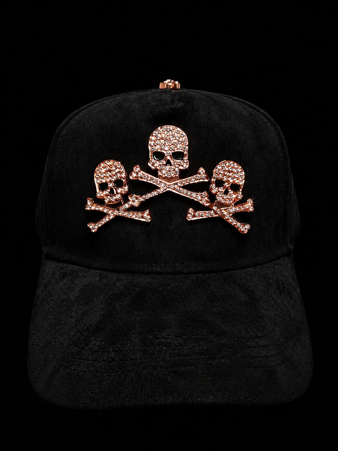 BARBAS HATS ROSE GOLD PLATED SKULLS